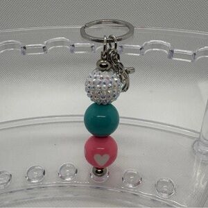 Pink and Teal Beaded Key Holder